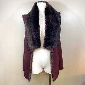 Scoop NYC Burgundy Faux Fur Shearling Vest S
